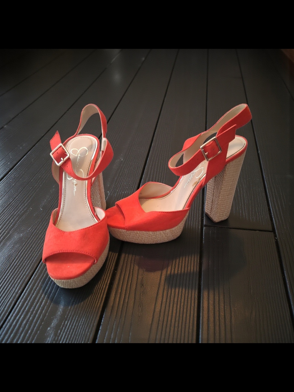 Jessica Simpson Red Platform Sandals Woman's Shoes Size 7.5